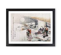 Young Lady With Lamp By Katsushika Hokusai Asian Japanese Framed Print | A4 Black Framed Wall Art | Ready to Hang | Asian Nature Picture | Living Room Bedroom Lounge Office
