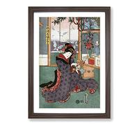 Young Maiden Omiwa by Utagawa Kunisada Framed Print | A2 Walnut Framed Wall Art | Ready to Hang | Modern Nature Picture | Living Room Bedroom Lounge Office