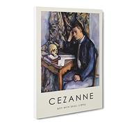 Young Man And Skull By Paul Cezanne Canvas Print | Gallery Wrapped 30mm Frame Wall Art | 20x14 inches | Ready to Hang | Impressionist People Picture | Living Room Bedroom Lounge Office