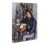 Young Man And Skull By Paul Cezanne Canvas Print | Gallery Wrapped 30mm Frame Wall Art | 24x16 inches | Ready to Hang | Impressionist People Picture | Living Room Bedroom Lounge Office