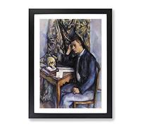 Young Man And Skull By Paul Cezanne Classic Painting Framed Print | A2 Black Framed Wall Art | Ready to Hang | Classic Skull Picture | Living Room Bedroom Lounge Office