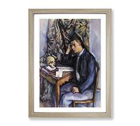 Young Man And Skull By Paul Cezanne Classic Painting Framed Print | A3 Oak Framed Wall Art | Ready to Hang | Classic Skull Picture | Living Room Bedroom Lounge Office