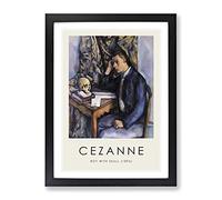Young Man And Skull By Paul Cezanne Exhibition Museum Painting Framed Print | A4 Black Framed Wall Art | Ready to Hang | Modern Skull Picture | Living Room Bedroom Lounge Office