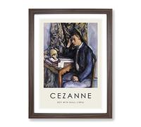 Young Man And Skull By Paul Cezanne Exhibition Museum Painting Framed Print | A4 Walnut Framed Wall Art | Ready to Hang | Modern Skull Picture | Living Room Bedroom Lounge Office