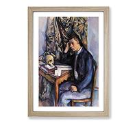 Young Man and Skull by Paul Cezanne Framed Print | A2 Oak Framed Wall Art | Ready to Hang | Modern Skull Picture | Living Room Bedroom Lounge Office