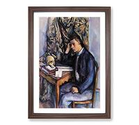 Young Man and Skull by Paul Cezanne Framed Print | A2 Walnut Framed Wall Art | Ready to Hang | Modern Skull Picture | Living Room Bedroom Lounge Office