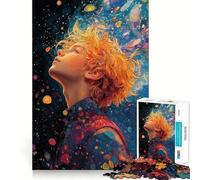 Young Man Gazing at Stars Jigsaw 1000 Pieces for Adults Memory Fun Game Expert Cutting Craftsmanship Relaxing Indoor Group Activity (50x75cm)