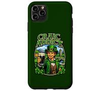 Young Man in Leprechaun Outfit with Glass Beer Craic Addict Case for iPhone 11 Pro Max
