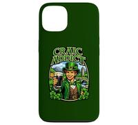 Young Man in Leprechaun Outfit with Glass Beer Craic Addict Case for iPhone 13
