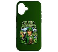 Young Man in Leprechaun Outfit with Glass Beer Craic Addict Case for iPhone 16