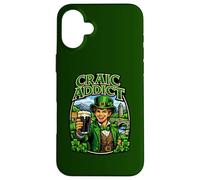 Young Man in Leprechaun Outfit with Glass Beer Craic Addict Case for iPhone 16 Plus