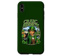 Young Man in Leprechaun Outfit with Glass Beer Craic Addict Case for iPhone XS Max