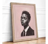 Young Man in Profile Modern Framed Wall Art Print A4 (29.7×21cm) Oak, Wall Decor for Living Room, Bedroom, Office & Home, Ready to Hang, Art Gift