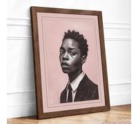 Young Man in Profile Modern Framed Wall Art Print A4 (29.7×21cm) Walnut, Wall Decor for Living Room, Bedroom, Office & Home, Ready to Hang, Art Gift