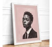 Young Man in Profile Modern Framed Wall Art Print A4 (29.7×21cm) White, Wall Decor for Living Room, Bedroom, Office & Home, Ready to Hang, Art Gift