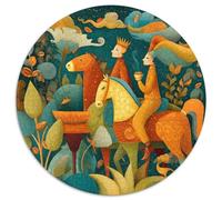 Young Man Riding A Horse with A Crown on His Head,Puzzles Gemusterte Nachhaltige Puzzles Für Erwachsene Hochwertige Holzspielpuzzles 1000pcs (67.5x67.5cm)