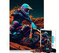 Young Man Riding Motocross Adults 1000 Piece Jigsaw Puzzle Think Exercise Game Zero Gap Bonding Activity for Loved Ones (38x26cm)