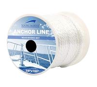 Young Marine Premium Solid Braid MFP Anchor Line Braided Anchor Rope/Line with Thimble (3/8" x 150', White)