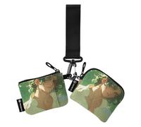 Young Men Spring Green Dual Coin Purse Credit Card Holder Wallet Slim Portable Zipper Cash Coin Purse with Keychain for Men Women 2 Pcs, Young Men Spring Green, One Size