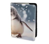 Young Penguin Print 5.5 Inch Passport For Men And Women Lightweight Stylish Travel Document Wallet, Black, One Size