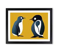 Young Penguins Abstract BLK Framed Print | A3 Black Framed Wall Art | Ready to Hang | Abstract Fantasy Picture | Living Room Bedroom Lounge Office
