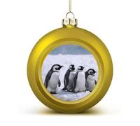 Young Penguins with Snow Christmas Balls Ornaments 4PCS Christmas Tree Hanging Ball Personalization Golden-Style Xmas Trees Ball Pendant for Holiday Party Decoration Supplies