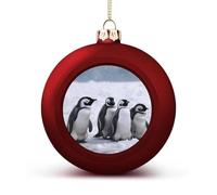 Young Penguins with Snow Christmas Balls Ornaments 4PCS Christmas Tree Hanging Ball Personalization Red-Style Xmas Trees Ball Pendant for Holiday Party Decoration Supplies