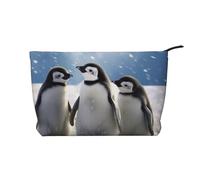 Young Penguins with Snow Corduroy Makeup Bag with Stylish and Durable Zipper Design