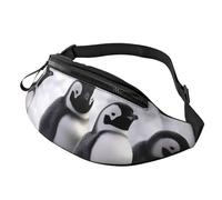 Young Penguins With Snow Fanny Pack for Men Women, Waterproof Sports Waist Bag Fashion Belt Bag Crossbody Bags Hip Bum Bag with Adjustable Strap Large Sling Bag Purse for Travel Hiking