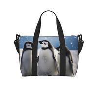 Young Penguins with Snow Print Travel Duffel Bag, Lightweight Water-Resistant Weekender Spacious Gym & Travel Bag for Men, Women & Teens