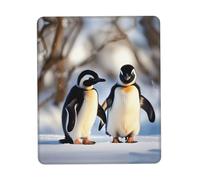 Young Penguins with Snow Print Vertical Desk Pad, Thick Rubber Base, Washable for Office, Gaming and Home