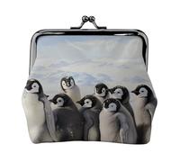 Young Penguins With Snow Printed Coin Purse Pouch-Mini Coin Wallet,Change Purse,Leather Coin Pouch Holder For Woman Girls, Black, One Size, Modern,european Style, Retro