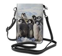 Young Penguins With Snow Printed Small Crossbody Bags Cell Phone Purses For Women - Leather Phone Bag Credit Card Slots Cellphone Wallet