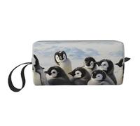 Young Penguins with Snow Printed Travel Makeup Bag Portable Cosmetic Bag Makeup Case Toiletry Handbag Organiser for Women