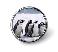 Young Penguins With Snow Round Badge Cute Brooch Hats Jackets Decor Personalized Lapel Pin Clothing Jewelry Accessories for Wedding Party Gift