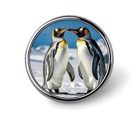 Young Penguins With Snow Round Lapel Pins Backpack Pin Cute Brooch Decoration Brooches for Women Men Fashion Button Badges for Hat Backpacks Purses Jackets Shirt Suit