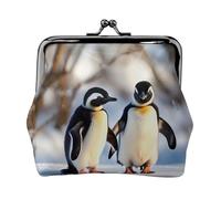 Young Penguins With Snow small wallets woman,wallets for women,coin purse for women,small womens wallet,with zipper and kiss lock, Black, One Size, Art Deco
