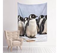 Young Penguins With Snow Tapestry for Bedroom Aesthetic Tapestries 29" x 37" Wall Art Decoration Poster Tapestry Funny Hanging Tapestries for Living Room Hippie Dorm Decor