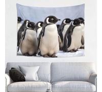 Young Penguins With Snow Tapestry for Bedroom Aesthetic Tapestries 29" x 37" Wall Art Decoration Poster Tapestry Funny Hanging Tapestries for Living Room Hippie Dorm Decor