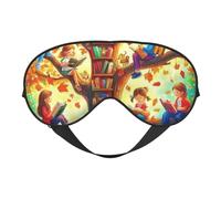 Young People Read Under Colorful Leaves Print Sleep Mask with Adjustable Strap, Comfortable Eye Cover for Travel, Yoga, Napping, Sleeping & Relaxation