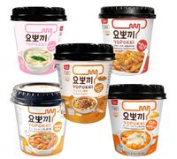 Young Poong Korean Rice Cake Topokki Tteokbokki Assorted Flavours Instant Cup Yopokki Snacks Set (Pack of 5)