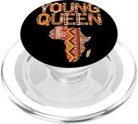 Young Queen Africa Map Kente Pattern Black History Month PopSockets PopGrip for MagSafe