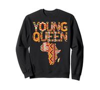 Young Queen Africa Map Kente Pattern Black History Month Sweatshirt