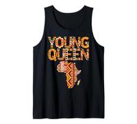 Young Queen Africa Map Kente Pattern Black History Month Tank Top