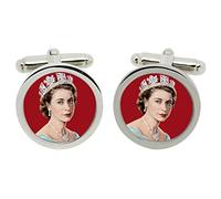 Young Queen Elizabeth II Cufflinks in Chrome Box
