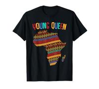 Young Queen Girls Kids African Print Kente Black History T-Shirt