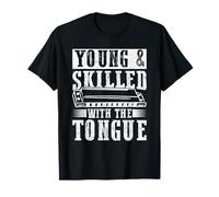 Young & skilled with the tongue Harmonica T-Shirt