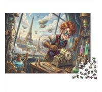 Young Steampunk Inventor 500 Piece Wooden Jigsaw Puzzle,Gift Idea,Whimsical Challenge,Stress Relief,Great Gifts,Home Wall Decor,Wood,Adults & Kids 14+ (52x38cm)