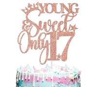 Young Sweet Only 17 Cake Topper, Dancing Queen, Bruh I'm 17, Seventeen, Happy 17th Birthday Party Decorations Supplies for Girls