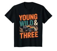 Young Wild and Three 3rd Birthday Monster Truck Gift Kids T-Shirt
